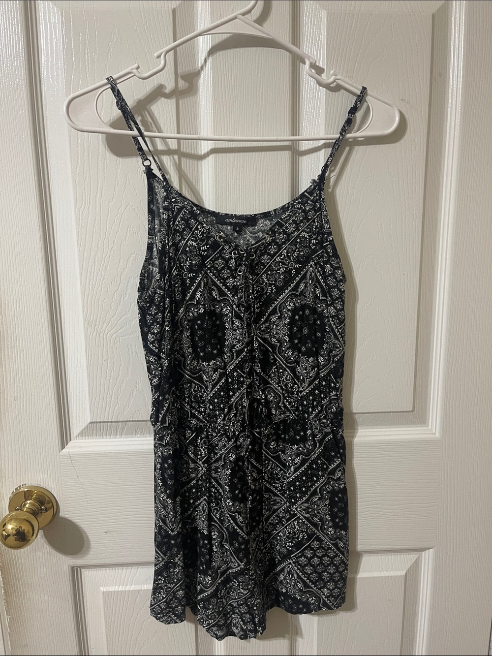 Sleeveless Black Paisley Print Summer Romper